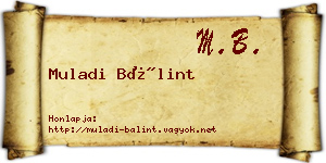 Muladi Bálint névjegykártya